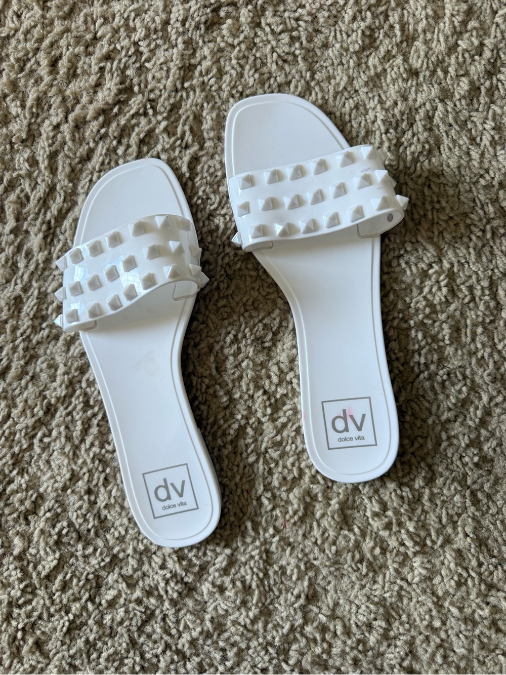 Dolce Vita White Studded Slide Sandals